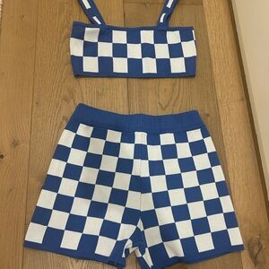 SHEIN Blue and White Checkered Set